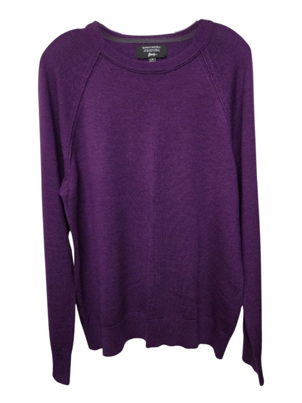 Banana Republic Mens 100% Merino Extra Fine Italian Wool Shirt Sweater Purple